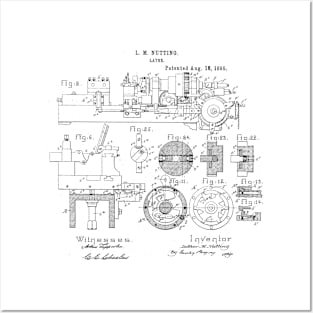 Lathe woodworking Vintage Patent Hand Drawing Posters and Art